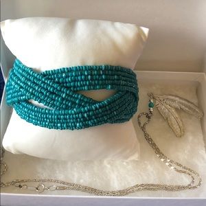Beaded Thick Boho Bracelet w/bonus necklace